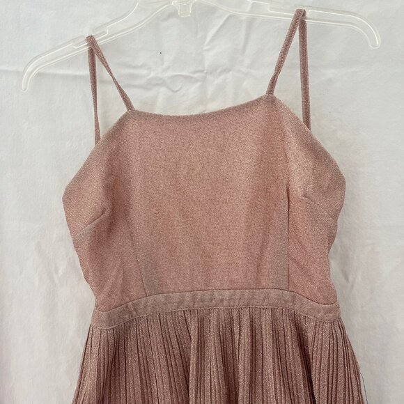 LULU’S Sweetest Soirée Blush Metallic Pleated Open Back Mini Dress, Size XL, NWT - Picture 4 of 8
